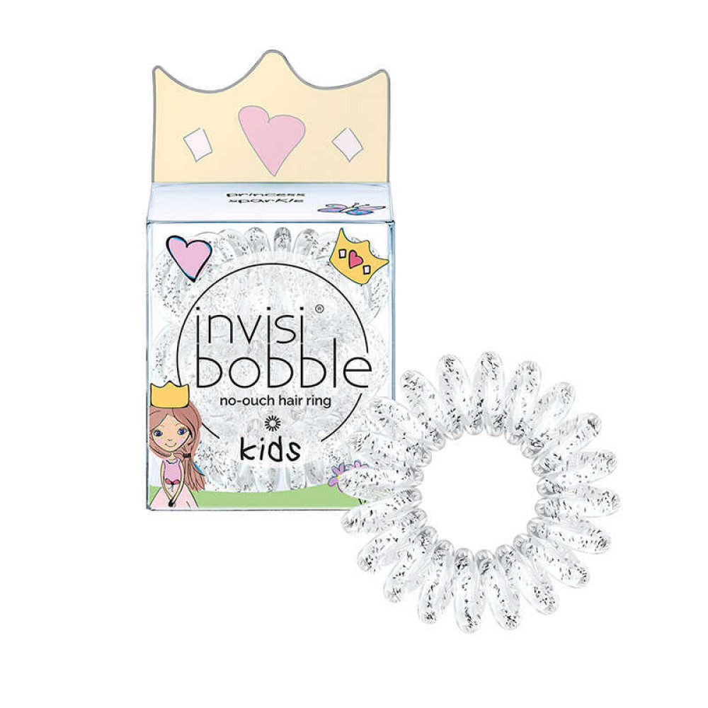 Резинка-браслет для волос Invisibobble KIDS Princess Sparkle, прозрачная, 30х13 мм, 3 шт.