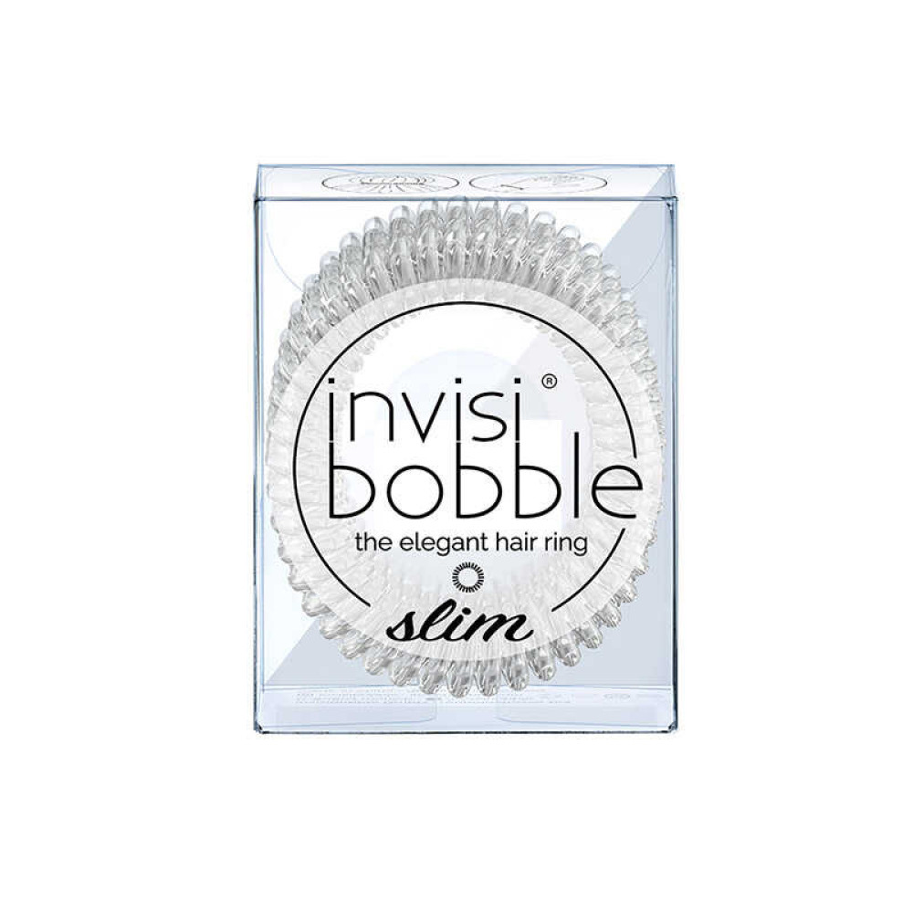 Резинка-браслет для волос Invisibobble SLIM Crystal Clear. прозрачная. 47х35 мм. 3 шт.