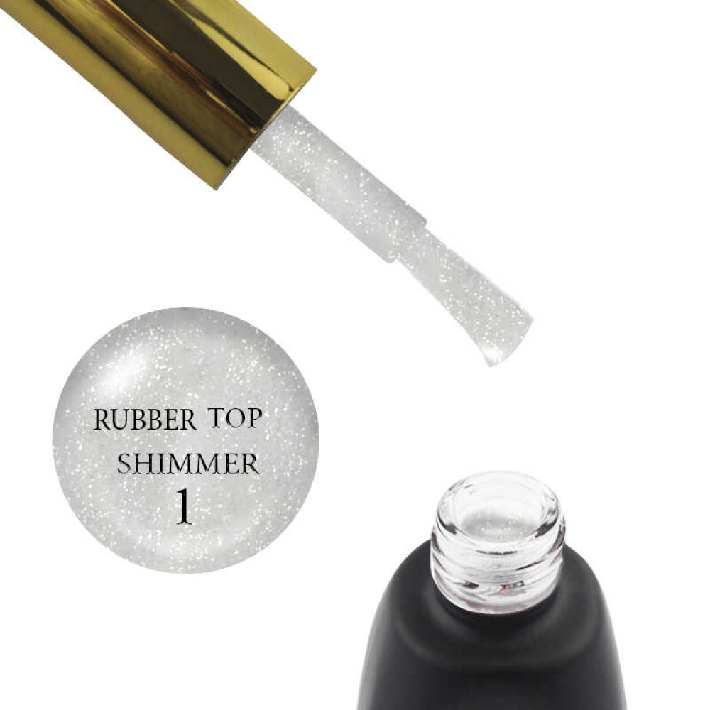 Топ каучуковий для гель-лаку без липкого шару You POSH De Luxe Rubber Non-Wipe Top Shimmer 01. 12 мл