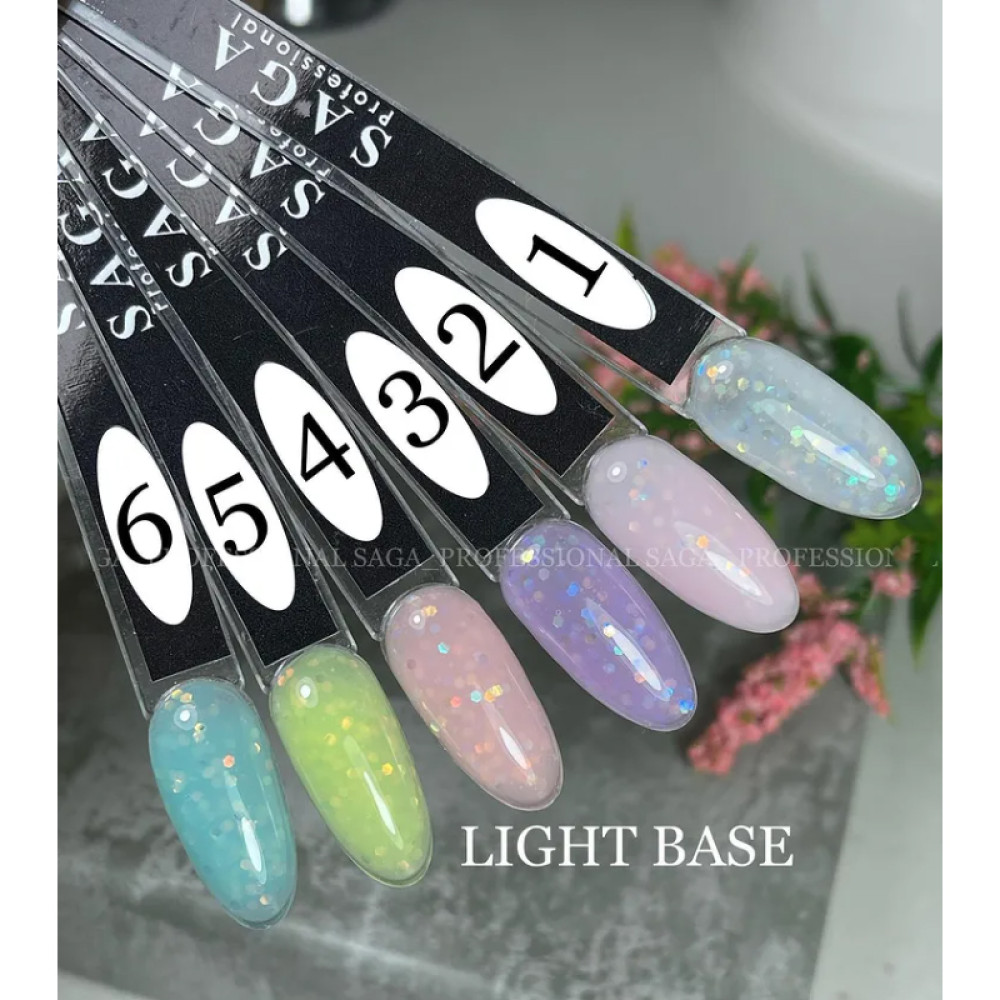 База камуфлююча Saga Professional Light Base 02. рожевий з переливчастими каміфубукі-шестигранниками. 9 мл