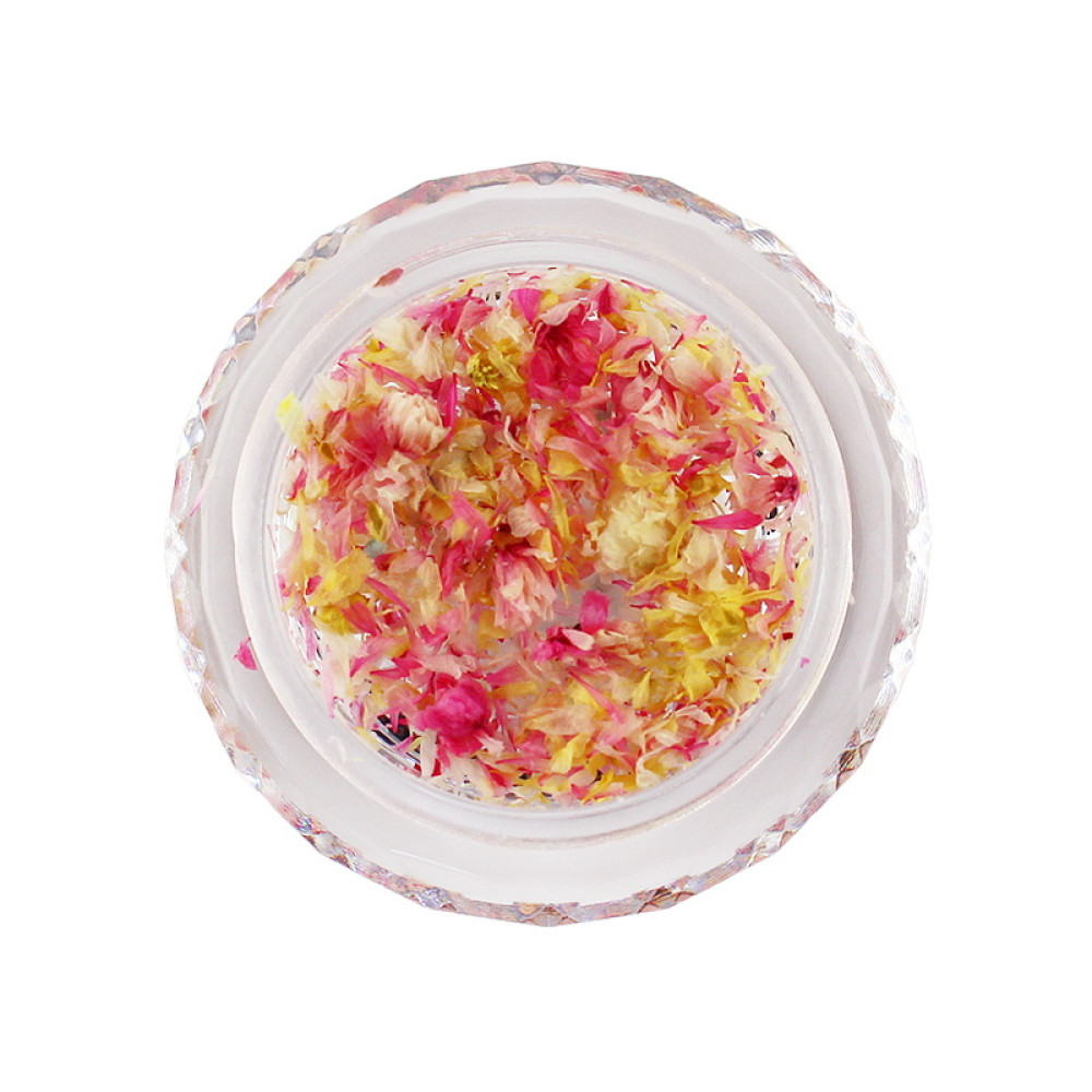 Сухоцвіт для декору нігтів 03. кольоровий мікс - жовтий. рожевий