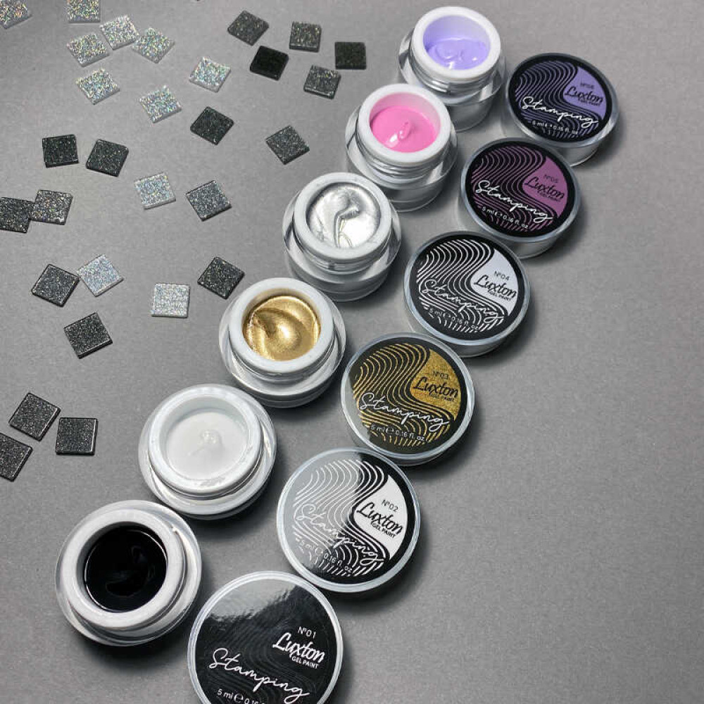 Гель-фарба для стемпінга LUXTON Stamping Gel Paint 04, колір сріблястий металік, 5 мл