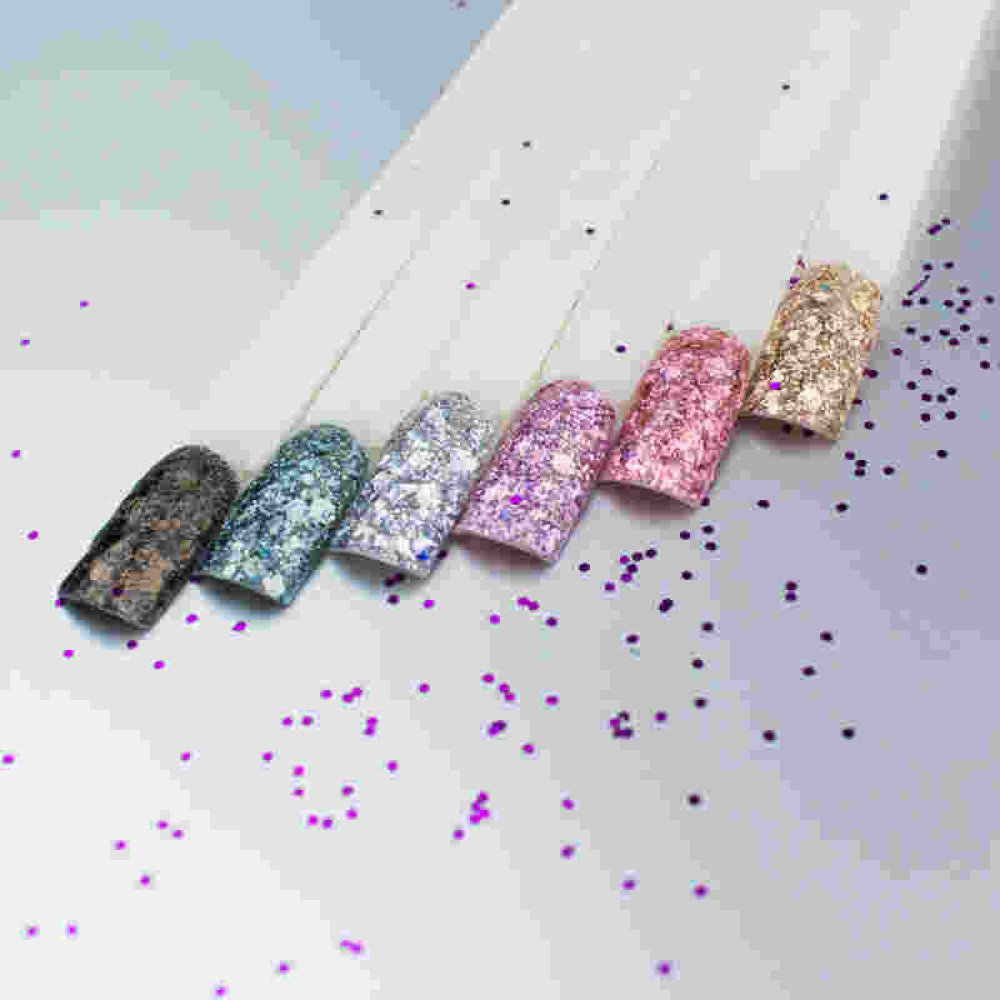 Гель NUB Shimmer Gel 03 світло-бузковий голографічний мікс блискіток і конфетті. 5 г