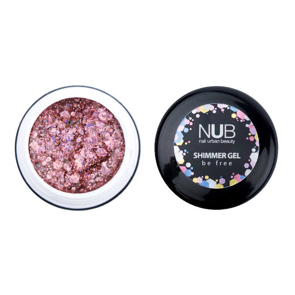 Гель NUB Shimmer Gel 02. розовый голографический микс блесток и конфетти. 5 г