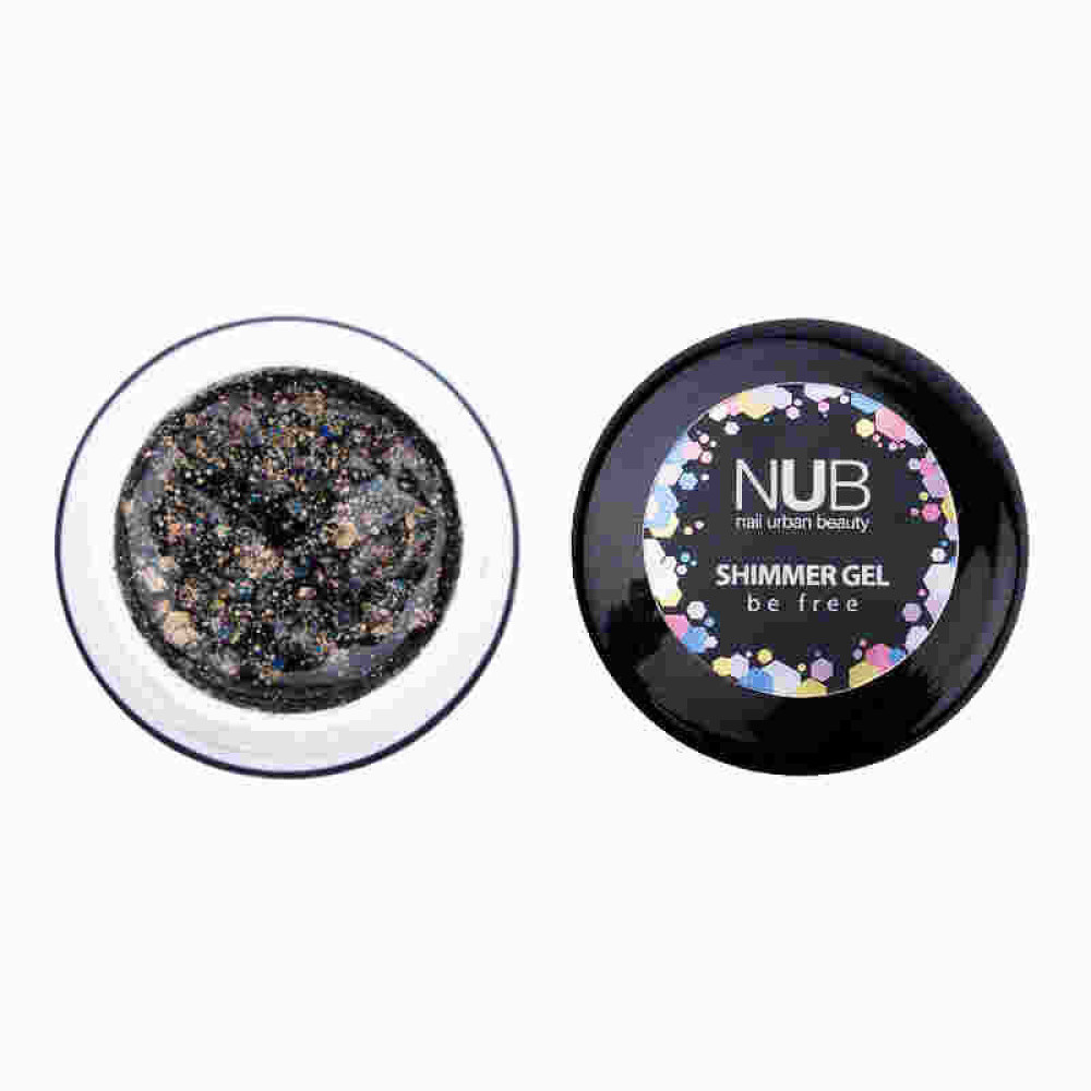 Гель NUB Shimmer Gel 06, темно-бронзовый голографический микс блесток и конфетти, 5 г