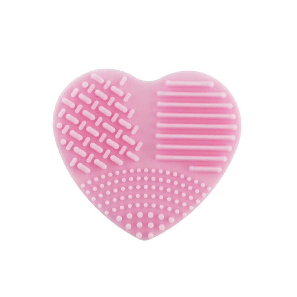 Силіконова подушка-серце для очищення пензлів, колір рожевий