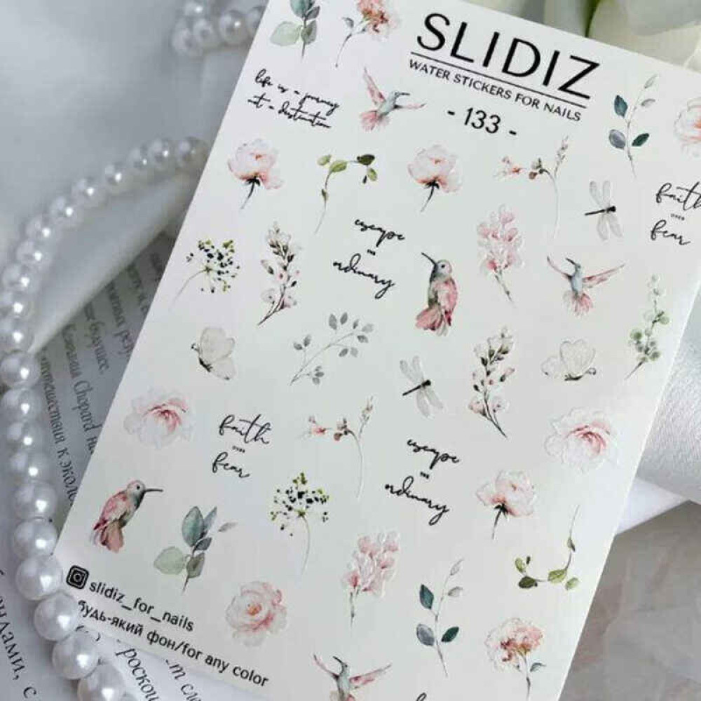 Слайдер-дизайн Slidiz 133 Квіти та птахи ніжно-рожеві