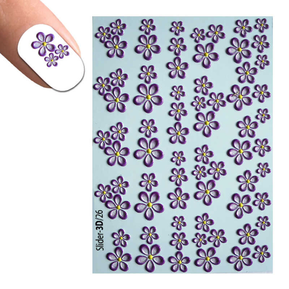 Слайдер-дизайн 3D 026 Квіти, колір фіолетовий