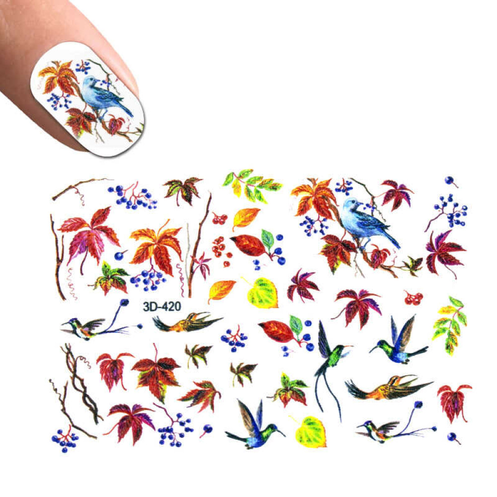 Слайдер-дизайн 3D 420 Листья. птицы