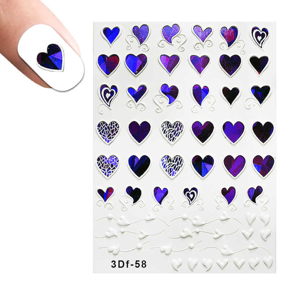 Слайдер-дизайн 3D 058 Сердца, фиолетовые