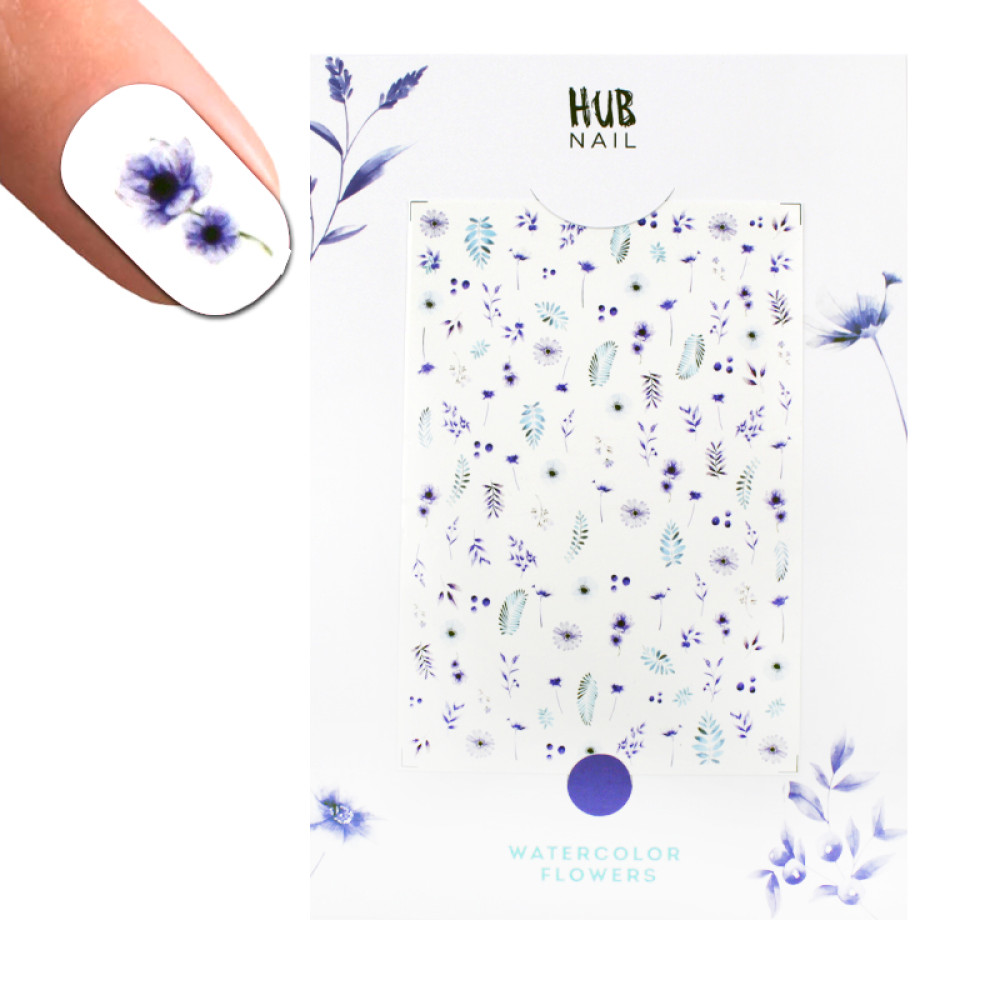 Слайдер-дизайн HUB Nail Watercolor Flowers Квіти. акварель