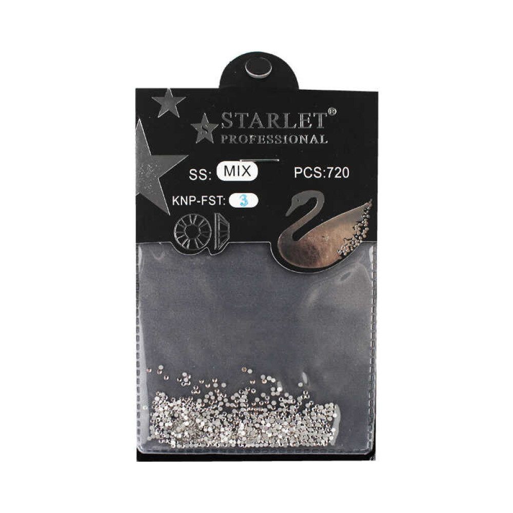 Стрази Starlet Professional ss3. колір срібло. 720 шт.