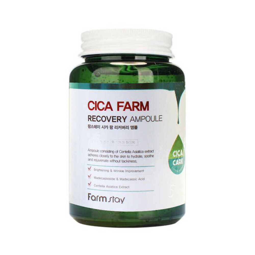 Сыворотка ампульная для лица Farmstay Cica Farm Recovery Ampoule с центеллой азиатской. 250 мл