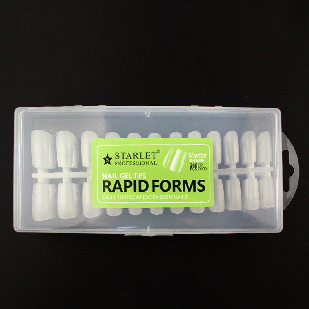 Типсы гелевые для наращивания ногтей Starlet Professional Rapid Forms 240 шт., квадрат, матовые