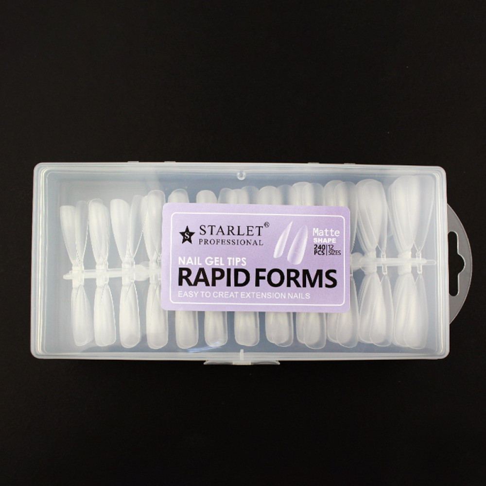 Типсы гелевые для наращивания ногтей Starlet Professional Rapid Forms 240 шт., стилет, матовые
