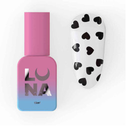 Топ для гель-лака без липкого слоя Luna Top Romantic Black с черными сердечками 13 мл