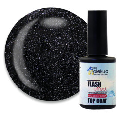 Топ для гель-лаку без липкого шару Nails Molekula Flash Effect No Sticky Top Coat. світловідбиваючий. 12 мл