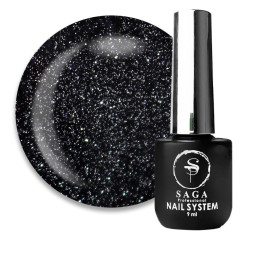 Топ для гель-лаку без липкого шару Saga Professional Top Crush 04. з часточками сяючої сріблястої слюди. 9 мл