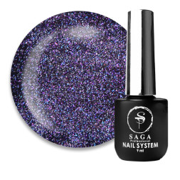 Топ для гель-лаку без липкого шару Saga Professional Top Crush 01 голограмний світловідбиваючий. 9 мл
