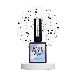 Топ глянсовий без липкого шару Nails Of The Night Snow Top 01 Jon з чорними шестигранниками різних розмірів. 10 мл