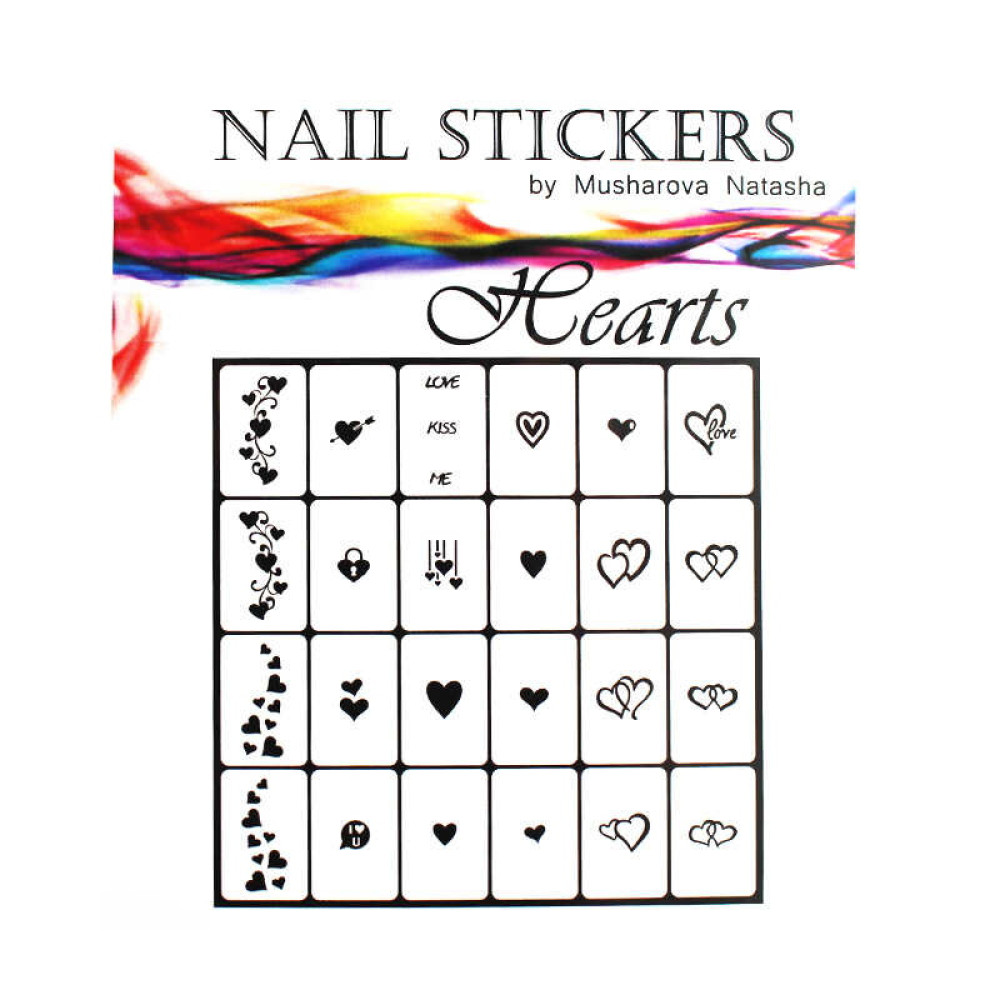 Трафарети-наклейки для nail-art 050 Hearts Серця