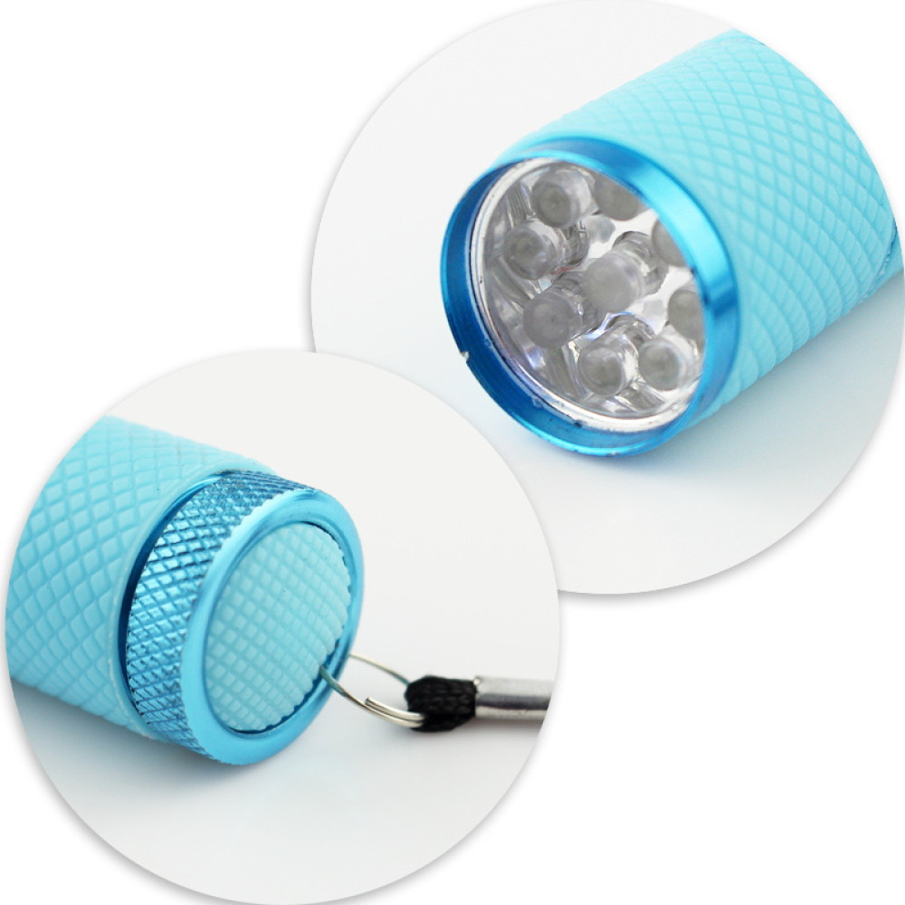 УФ светодиодный фонарик для экспресс-сушки гель-лака. цвет голубой