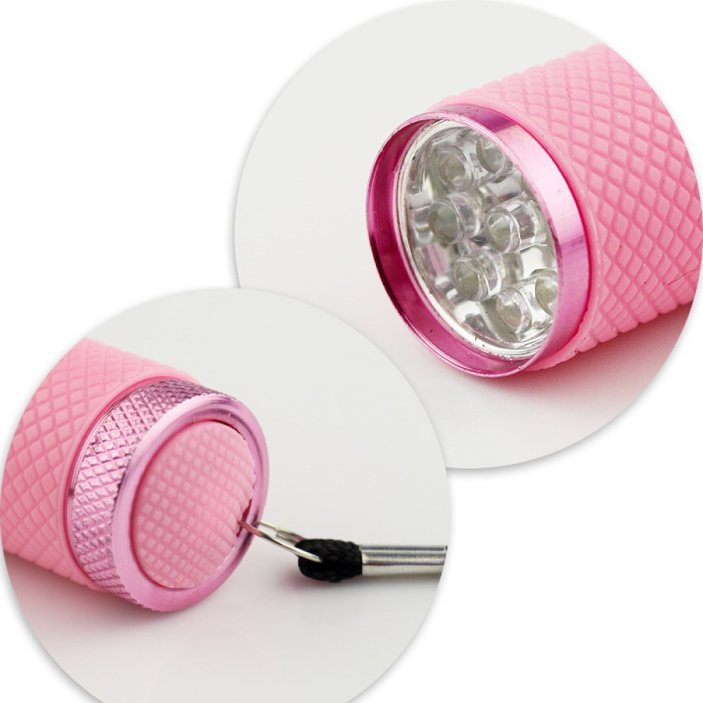 УФ светодиодный фонарик для экспресс-сушки гель-лака, цвет розовый
