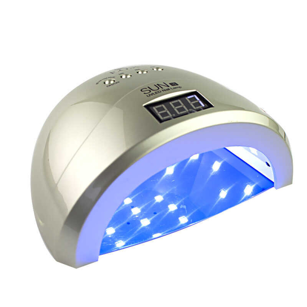 УФ LED-лампа F.O.X SUN 1s, 48 Вт, таймер 10,30,60,99 сек, с дисплеем, цвет золото