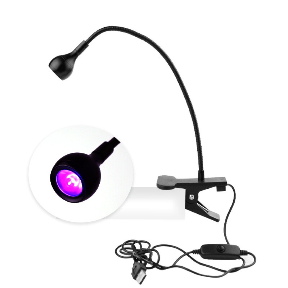 УФ LED лампа світлодіодна Fashion UV LED Nail Curing Lamp 3 Вт від USB з прищіпкою. колір чорний