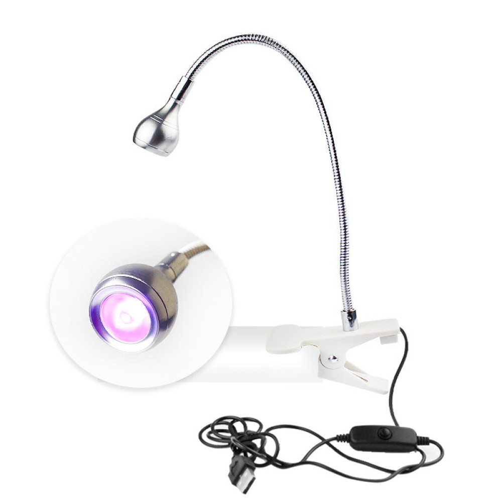 УФ LED лампа светодиодная Fashion UV LED Nail Curing Lamp 3 Вт от USB с прищепкой, цвет серебро