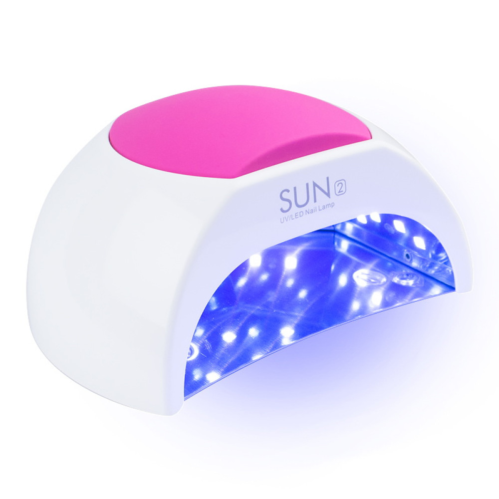 УФ LED лампа светодиодная Sun 2 48 Вт, таймер 10, 30, 60 и 90 сек, цвет белый с розовой накладкой