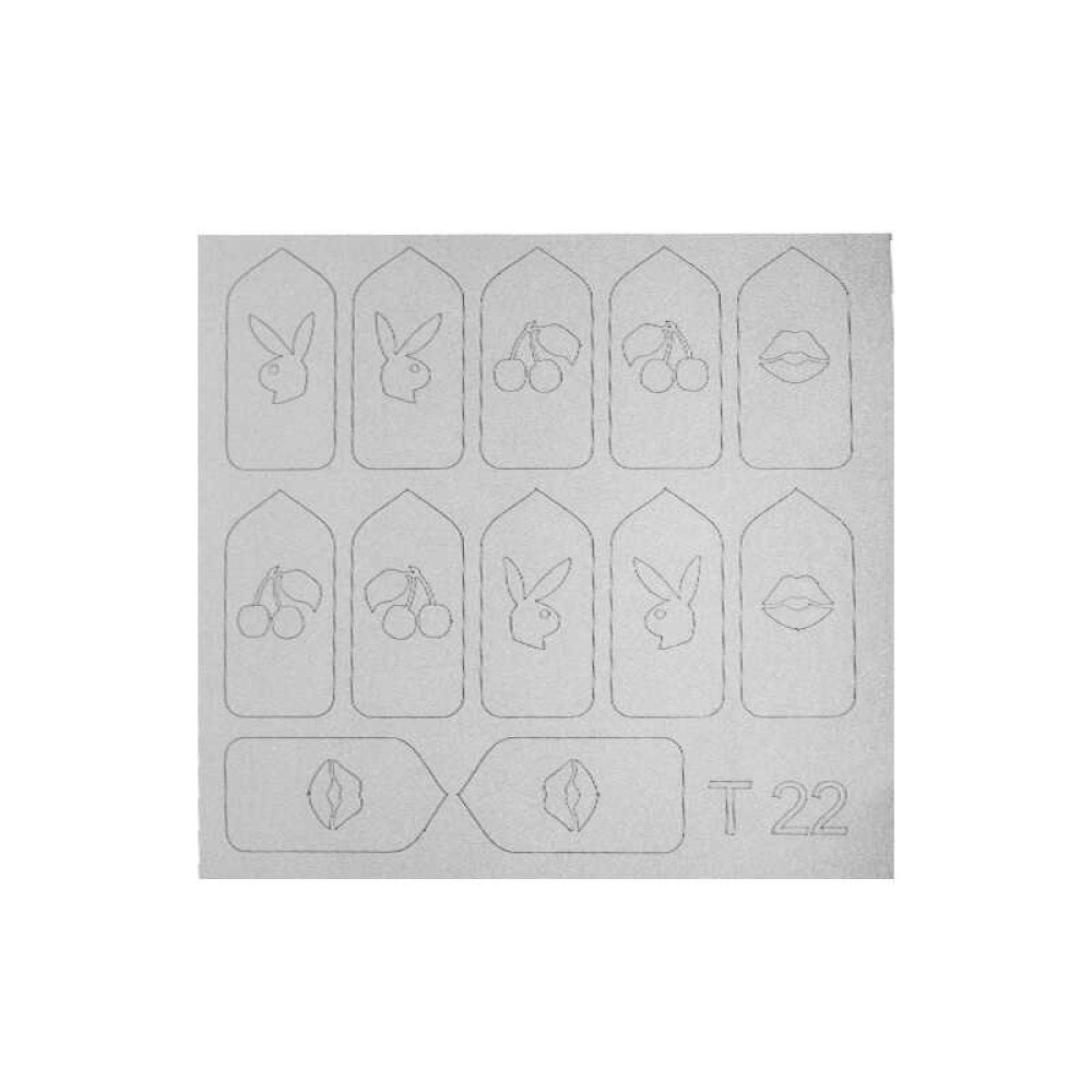 Виниловый трафарет для дизайна Т 022, Кролик, губы, цвет серебро