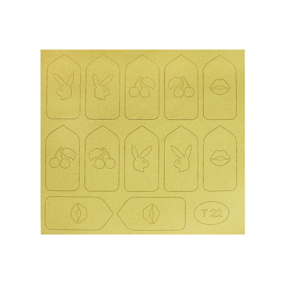 Виниловый трафарет для дизайна Т 022, Кролик, губы, цвет золото