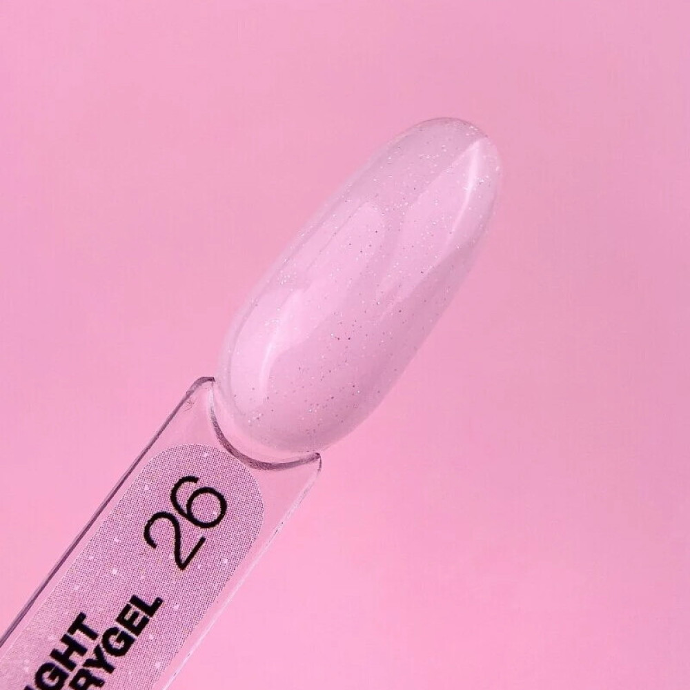 Рідкий гель Luna Light Acrygel 26 для нарощування прохолодний рожевий з блискітками 13 мл