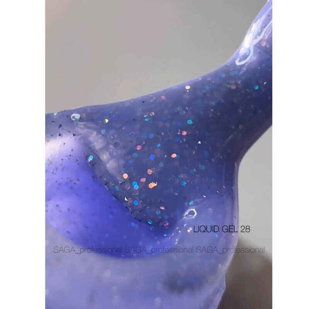 Жидкий гель Saga Professional Liquid Gel 28 лавандово-голубой с шиммером. 15 мл