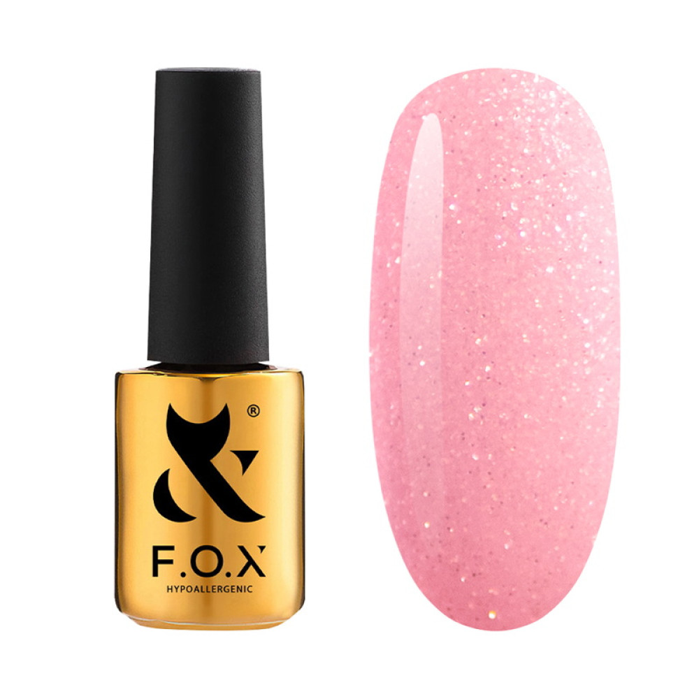 Жидкий гель F.O.X Shine Gel Rose для укрепления ногтей, нежный розовый с мелким шиммером, 14 мл
