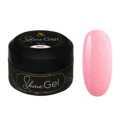 Рідкий гель F.O.X Shine Gel Rose для зміцнення нігтів ніжний рожевий з дрібним шимером 15 мл