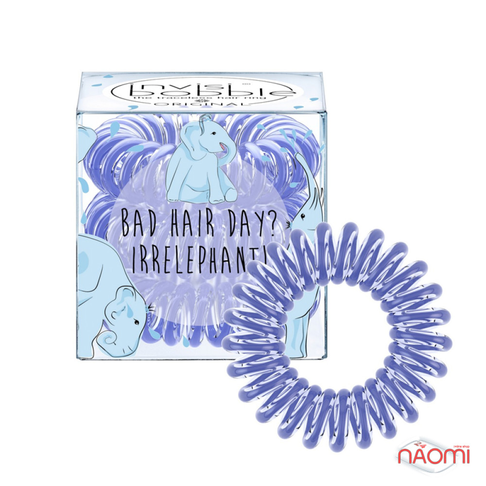 Резинка-браслет для волос Invisibobble ORIGINAL Bad Hair Day, цвет голубой, 3 шт, 30х16 мм