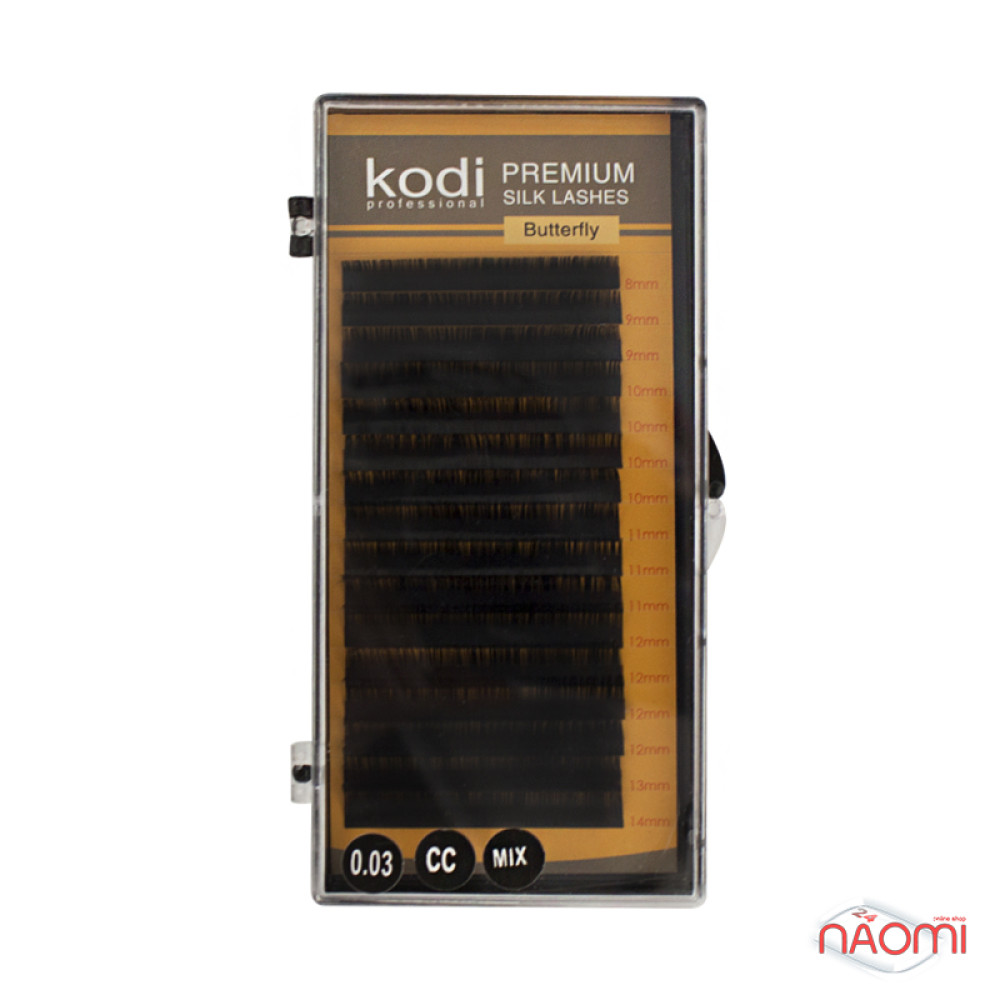 Вії Kodi professional Butterfly CС 0.03 (16 рядів: 8–14 мм), чорні